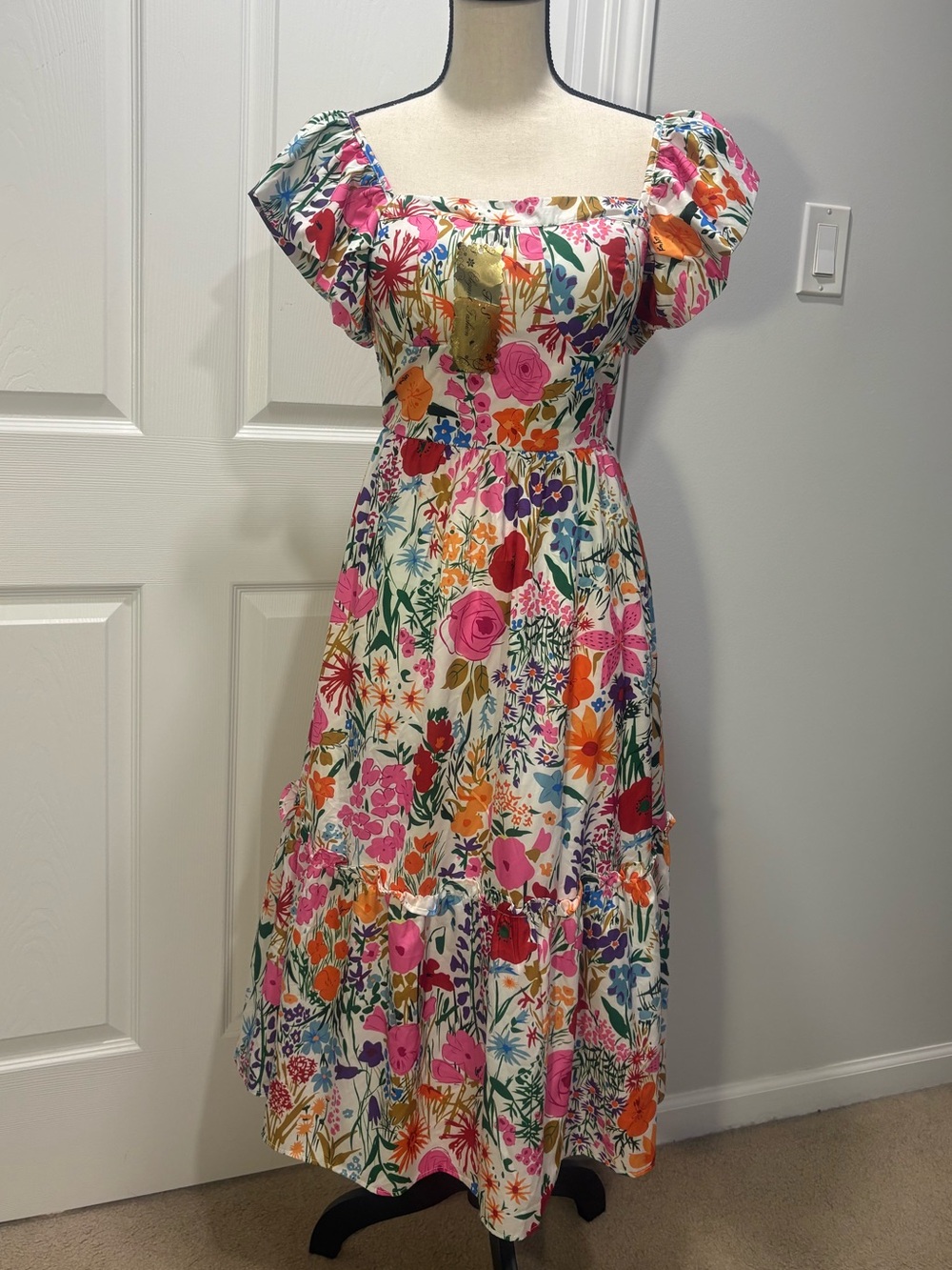Spring Summer Floral Flowy Midi Dress
